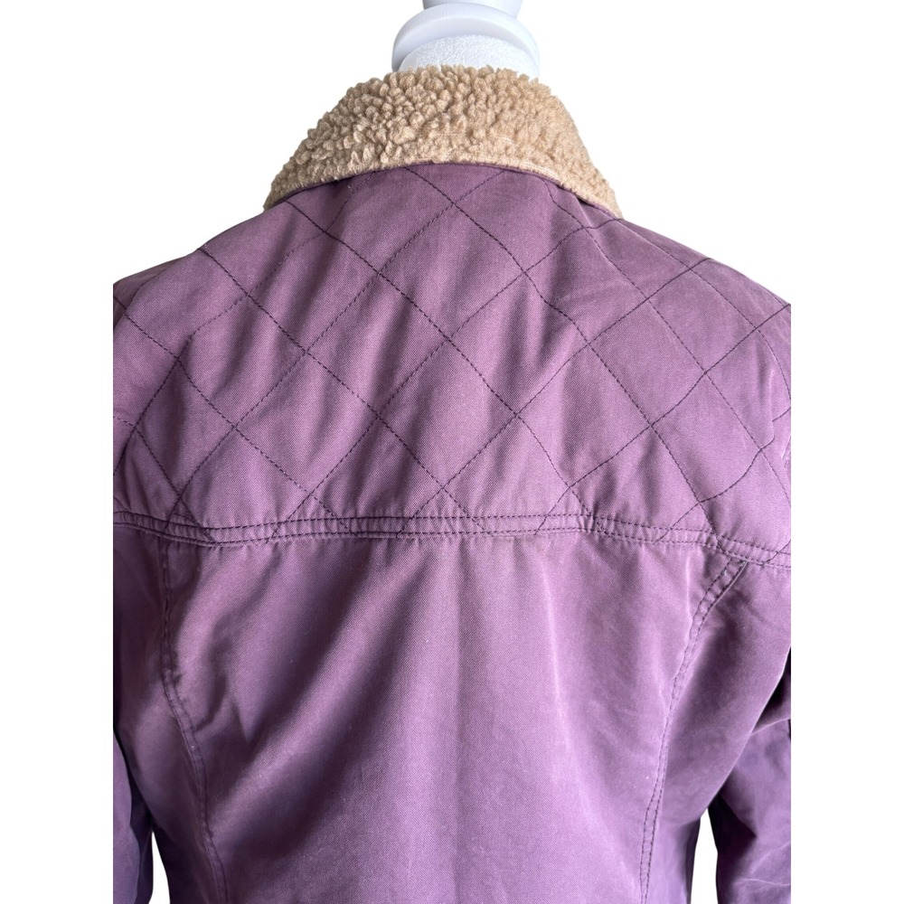 Toad & Co Barn Jacket Large Plum/Purple Sherpa Collar Quilted Utility Workwear - Picture 9 of 16